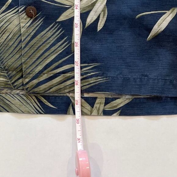 Joseph & Feiss Silk Blue Floral Palm Tropical Camp Collar Button Down Shirt, XXL - Picture 10 of 11